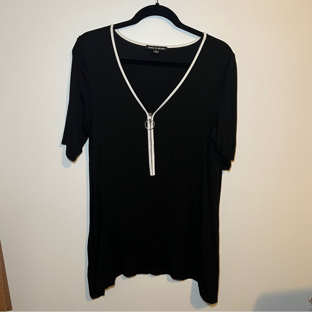 Cable & Gauge Black & White Top Size L
